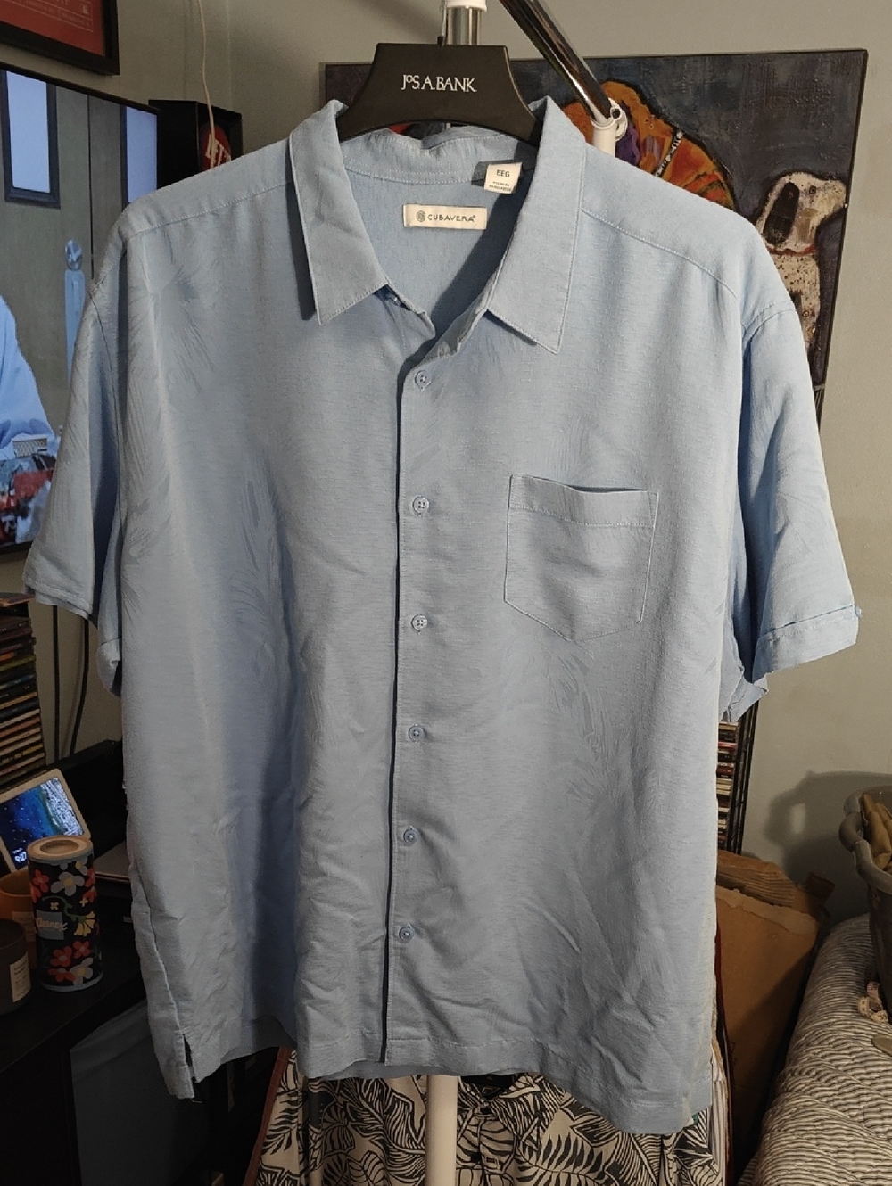 Cubavera Pale Blue Short-Sleeve Button-Down Shirt